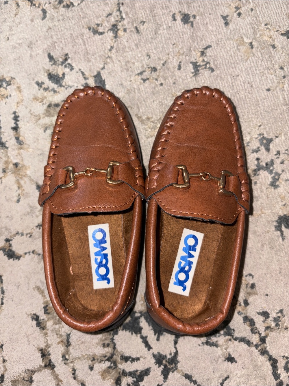 Josmo Men's Tan Brown Moccasin Loafers with Gold Bit